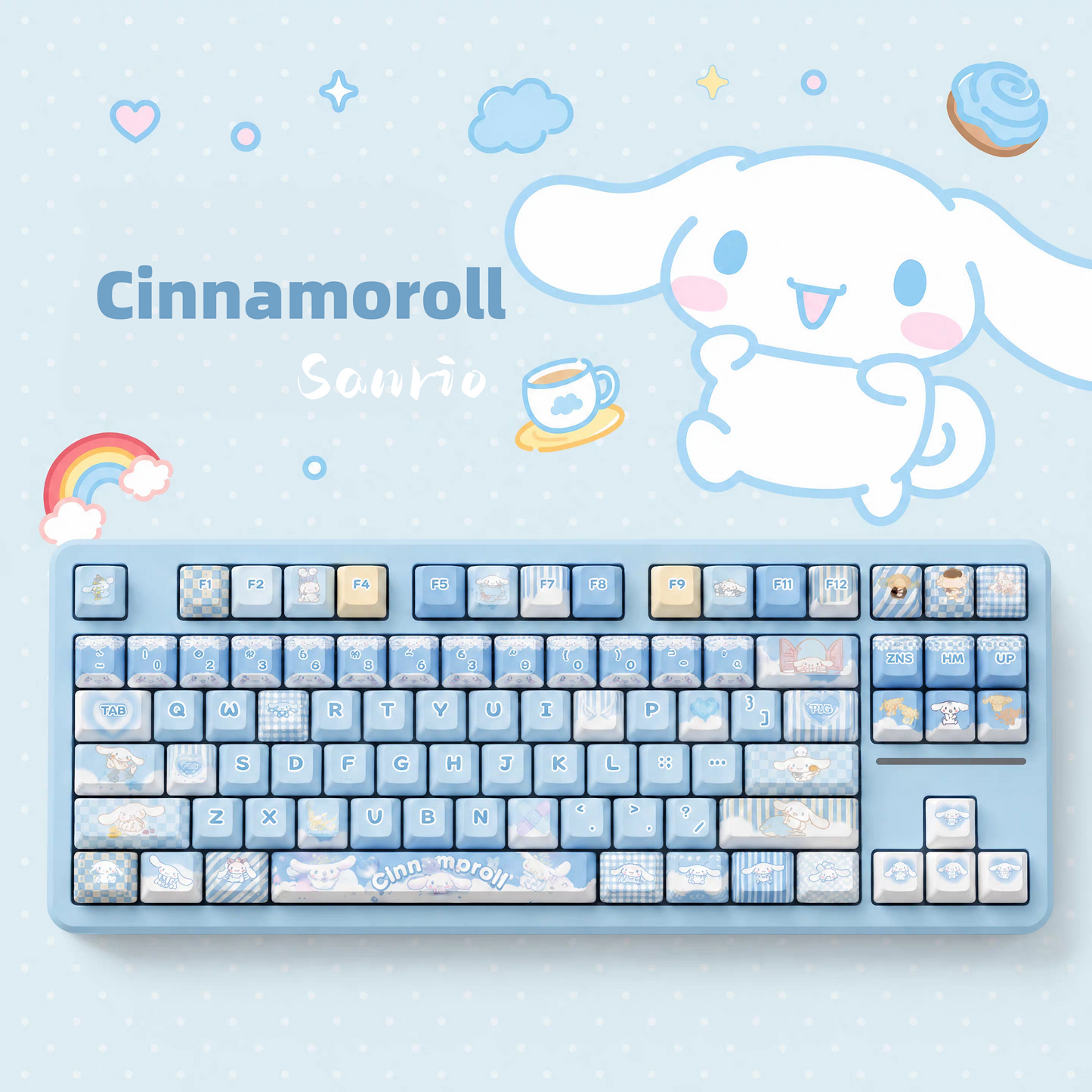 Cinnamoroll keycaps with double printed and Side-backlit
