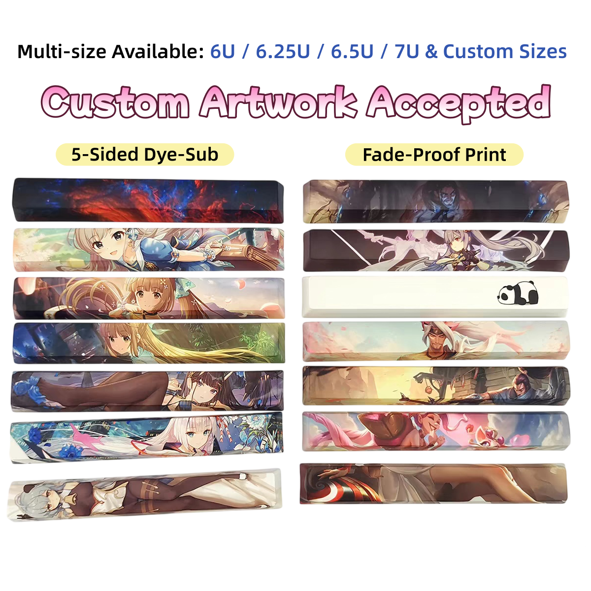 Custom Your Spacebar, Multiple size options, Thickened material, Five-Sides Dye-Sublimation