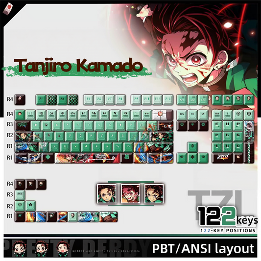 Tanjiro Kamado keycaps set from Demon Slayer with TOP light