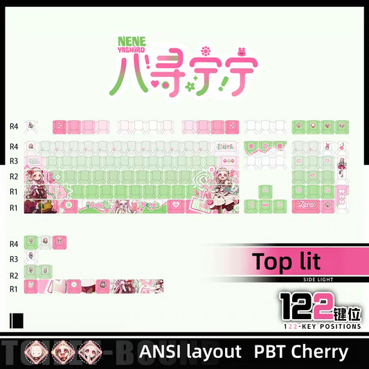 Nene Yashiro PBT anime keycaps set with TOP light, cherry profile, dye-sublimated