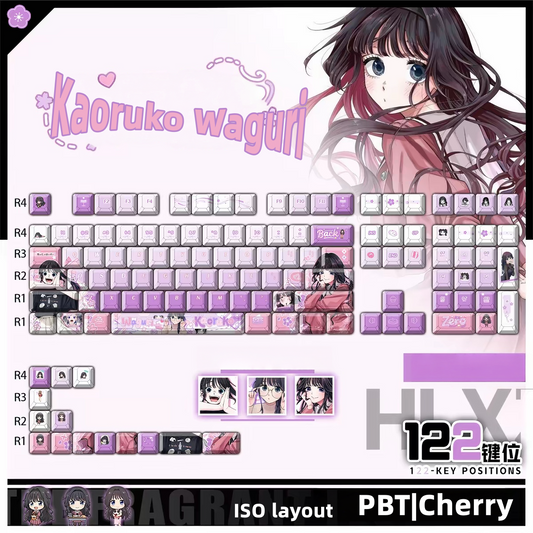 Waguri Kaoruko PBT Anim keycaps set with top backlit for RGB light, dye-sublimated, MX cross stems keyboard