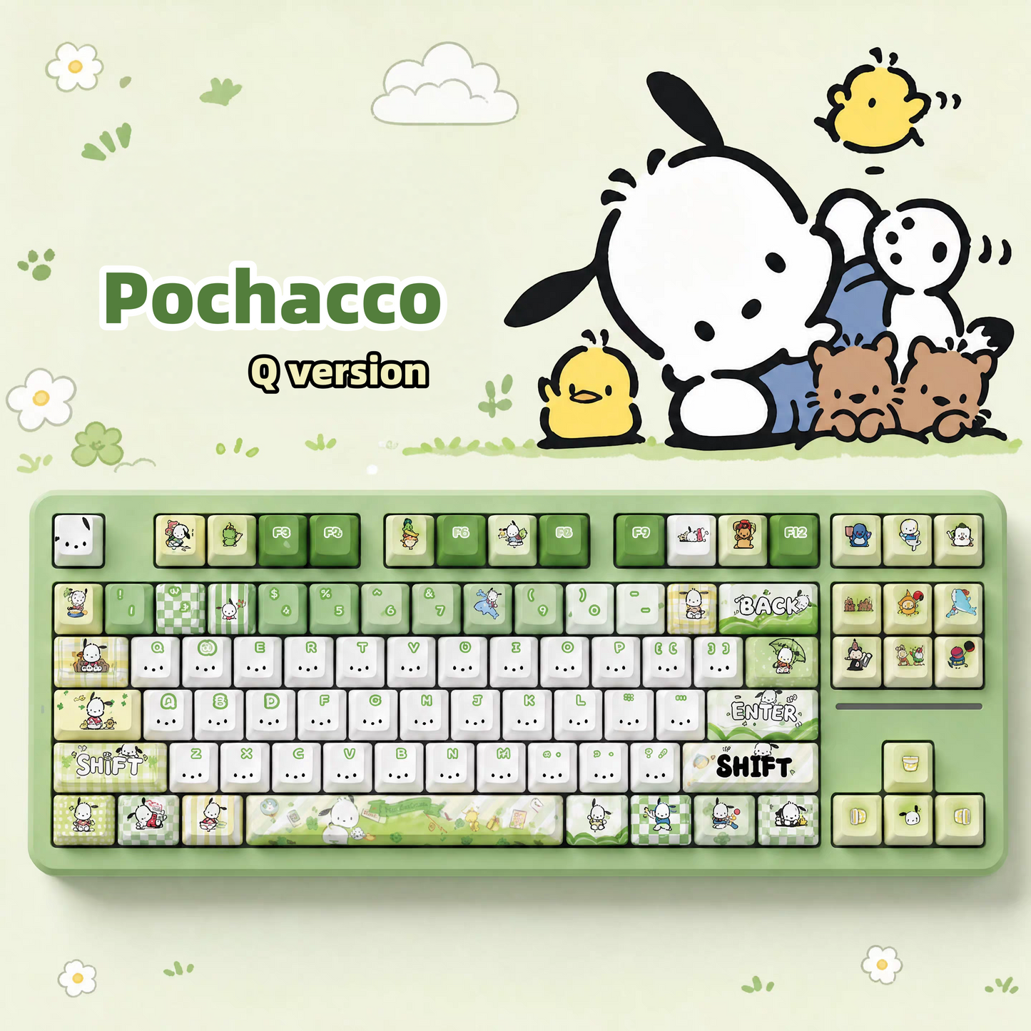 Pochacco keycaps with double printed and Side-backlit