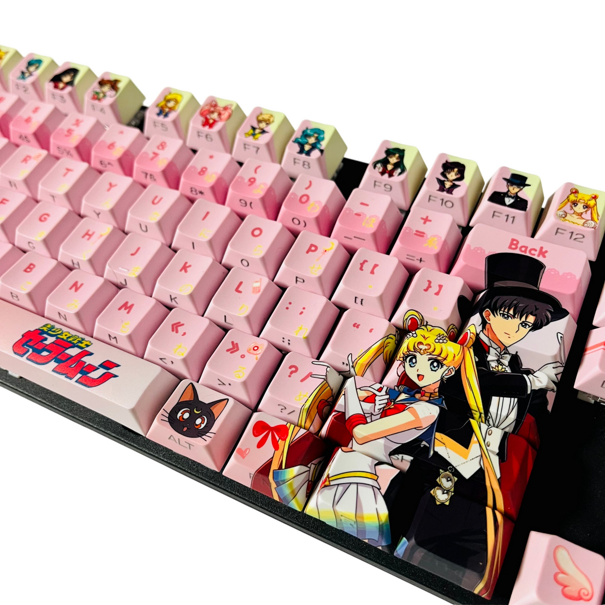 Original Sailor Moon anime keycaps set with Side lit, PBT and Cherry MOA profile for MX-cross stems keycboard