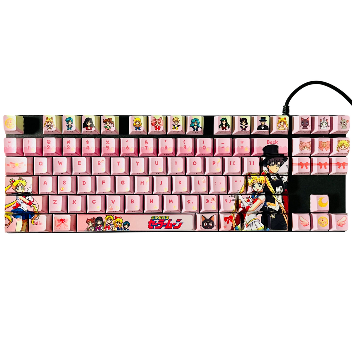 Original Sailor Moon anime keycaps set with Side lit, PBT and Cherry MOA profile for MX-cross stems keycboard