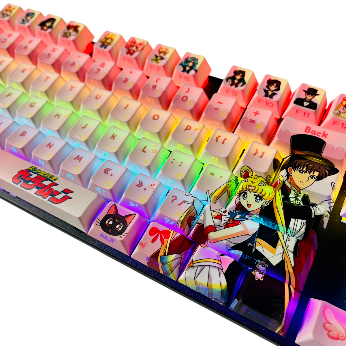 Original Sailor Moon anime keycaps set with Side lit, PBT and Cherry MOA profile for MX-cross stems keycboard