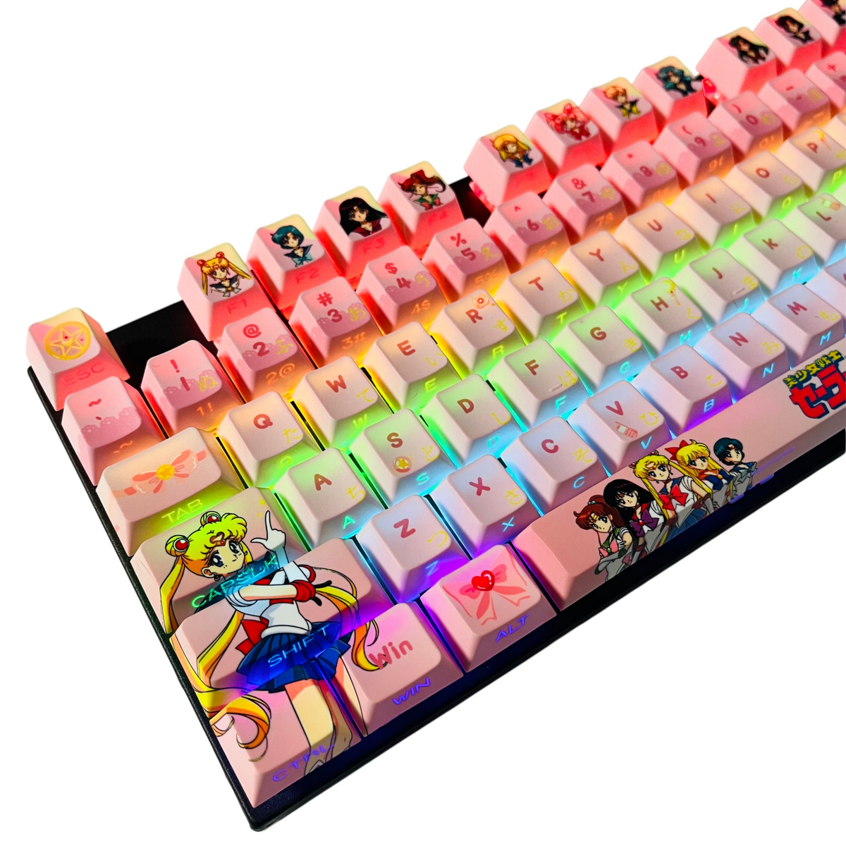 Original Sailor Moon anime keycaps set with Side lit, PBT and Cherry MOA profile for MX-cross stems keycboard