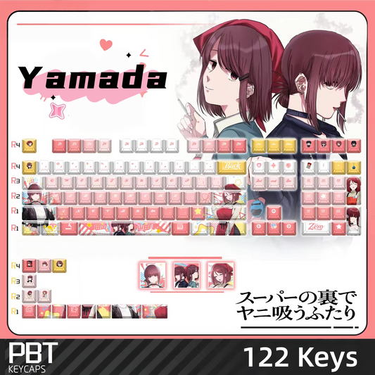122 keys Yamada PBT anime keycaps set with TOP light, cherry profile